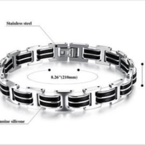 Stainless Steel Black genuine silicone Bracelet